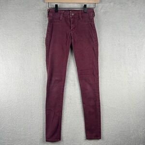 Hollister Womens Low Rise Jean Legging Advanced Stretch Burgundy Size 00R 23x28